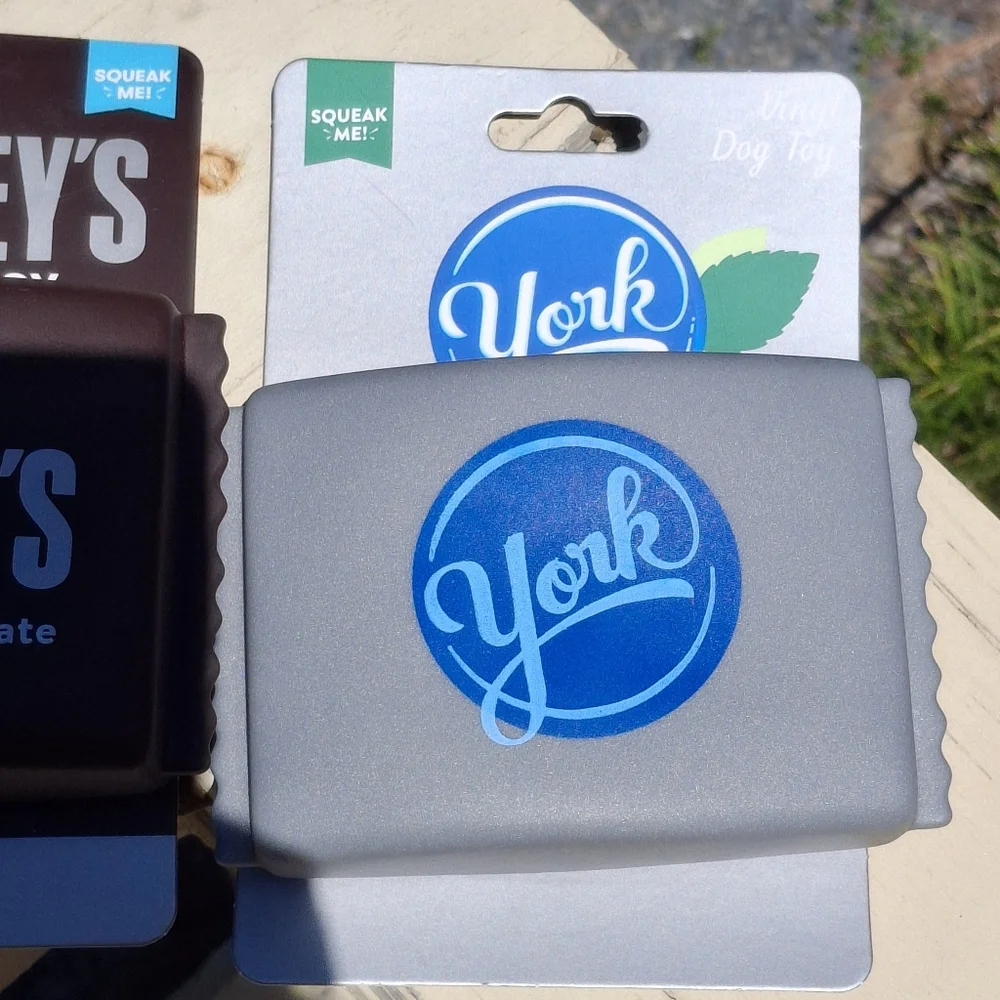 Set Of Two Hershey's and York Vinyl Dog Squeaky Toys